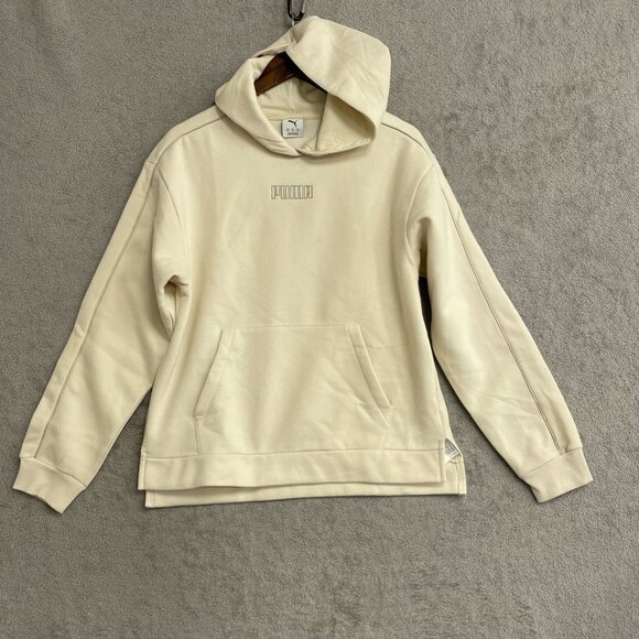 NEW Puma Women's M Fleece Hoodie Beige Pullover Sweatshirt  G1402 - Picture 4 of 13